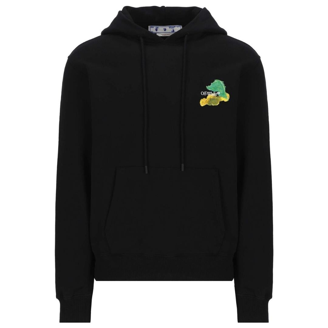 Off White Brush Arrow Logo Black Hoodie - Main Image