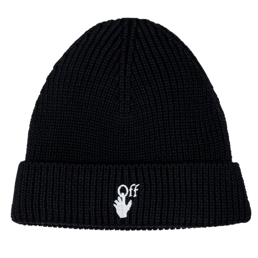 Off White Hand Off Logo Black Wool Beanie