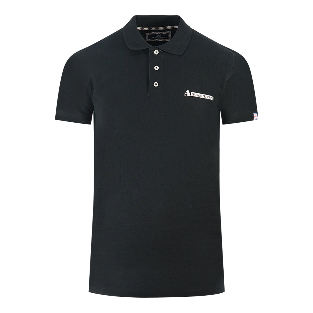 Aquascutum Boxed Logo Black Polo Shirt