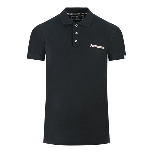 Aquascutum Boxed Logo Black Polo Shirt