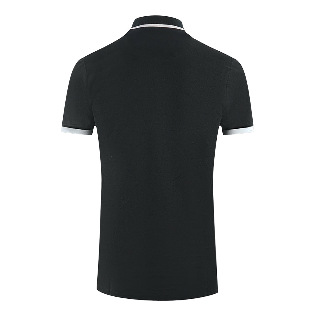 Aquascutum Branded Collar Black Polo Shirt