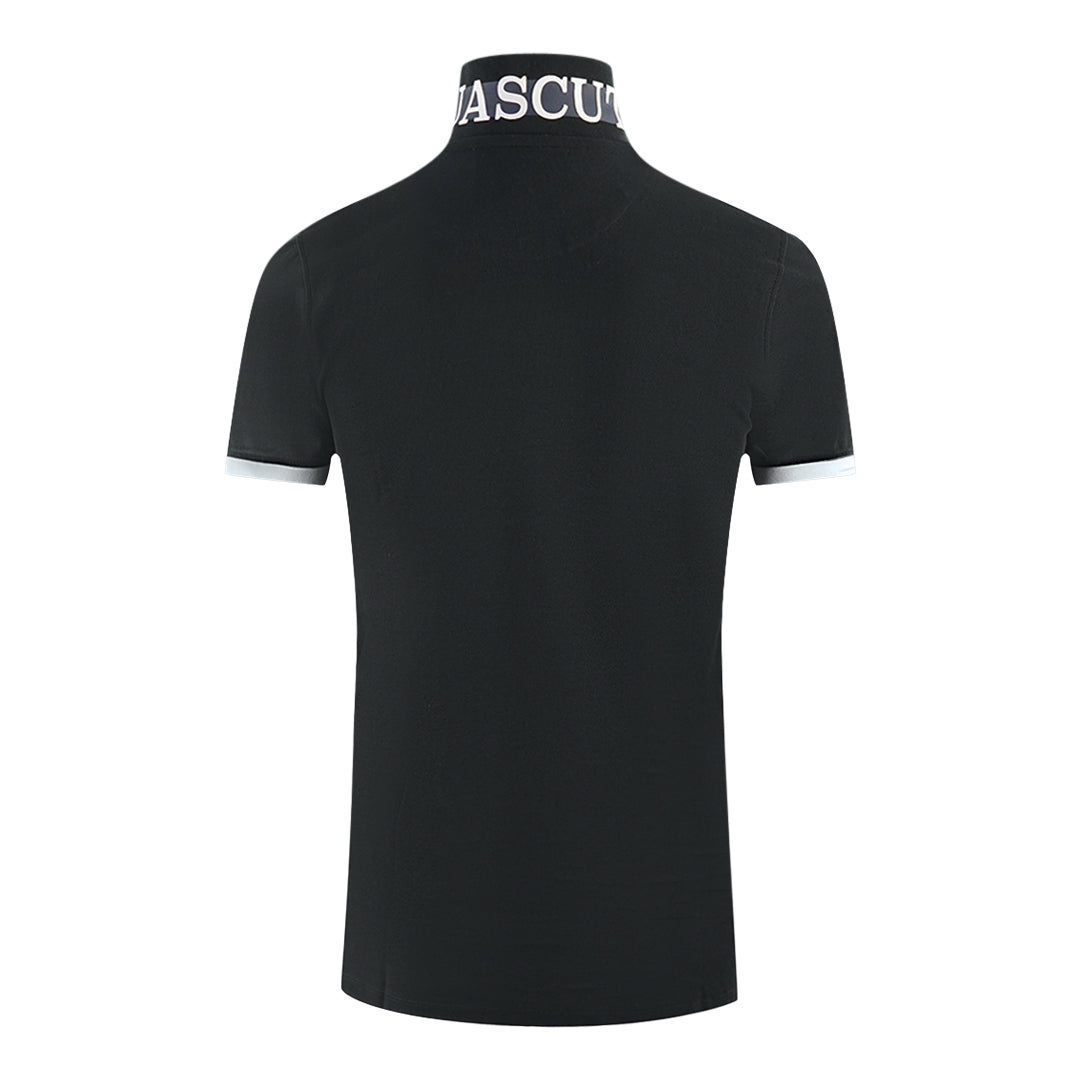 Aquascutum Branded Collar Black Polo Shirt