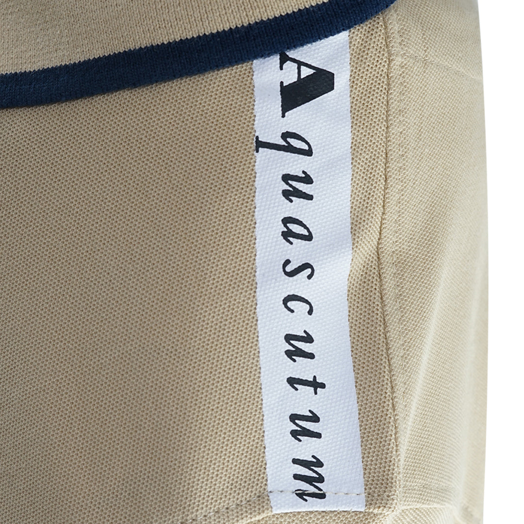 Aquascutum Branded Shoulder Tipped Beige Polo Shirt