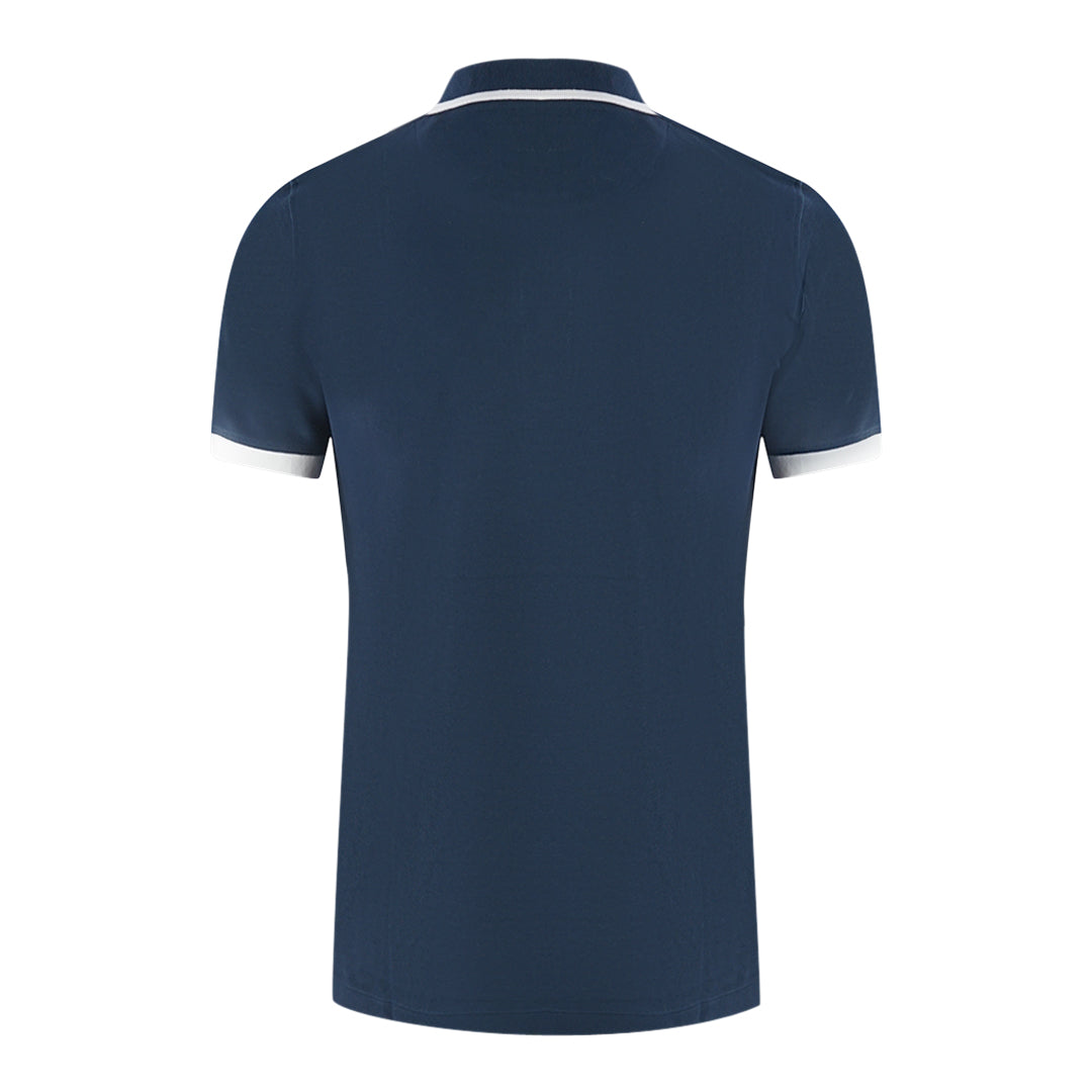 Aquascutum Branded Shoulder Tipped Navy Blue Polo Shirt