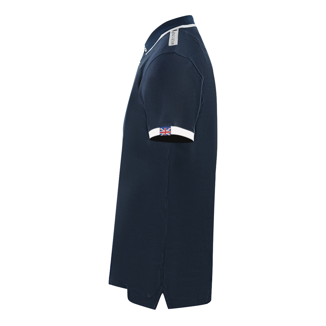 Aquascutum Branded Shoulder Tipped Navy Blue Polo Shirt