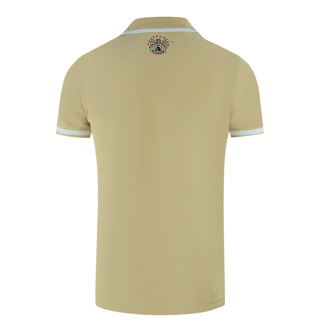 Aquascutum Embossed A Tipped Beige Polo Shirt