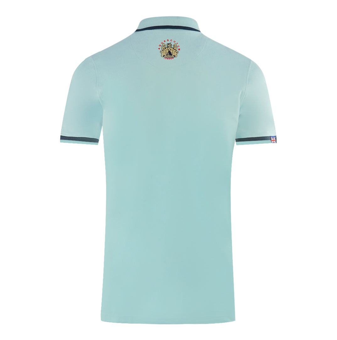 Aquascutum Embossed A Tipped Light Blue Polo Shirt