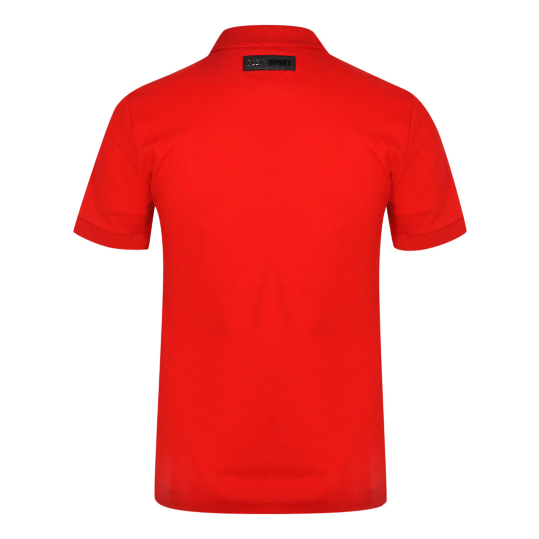 Philipp Plein Sport Tiger Slash Logo Red Polo Shirt