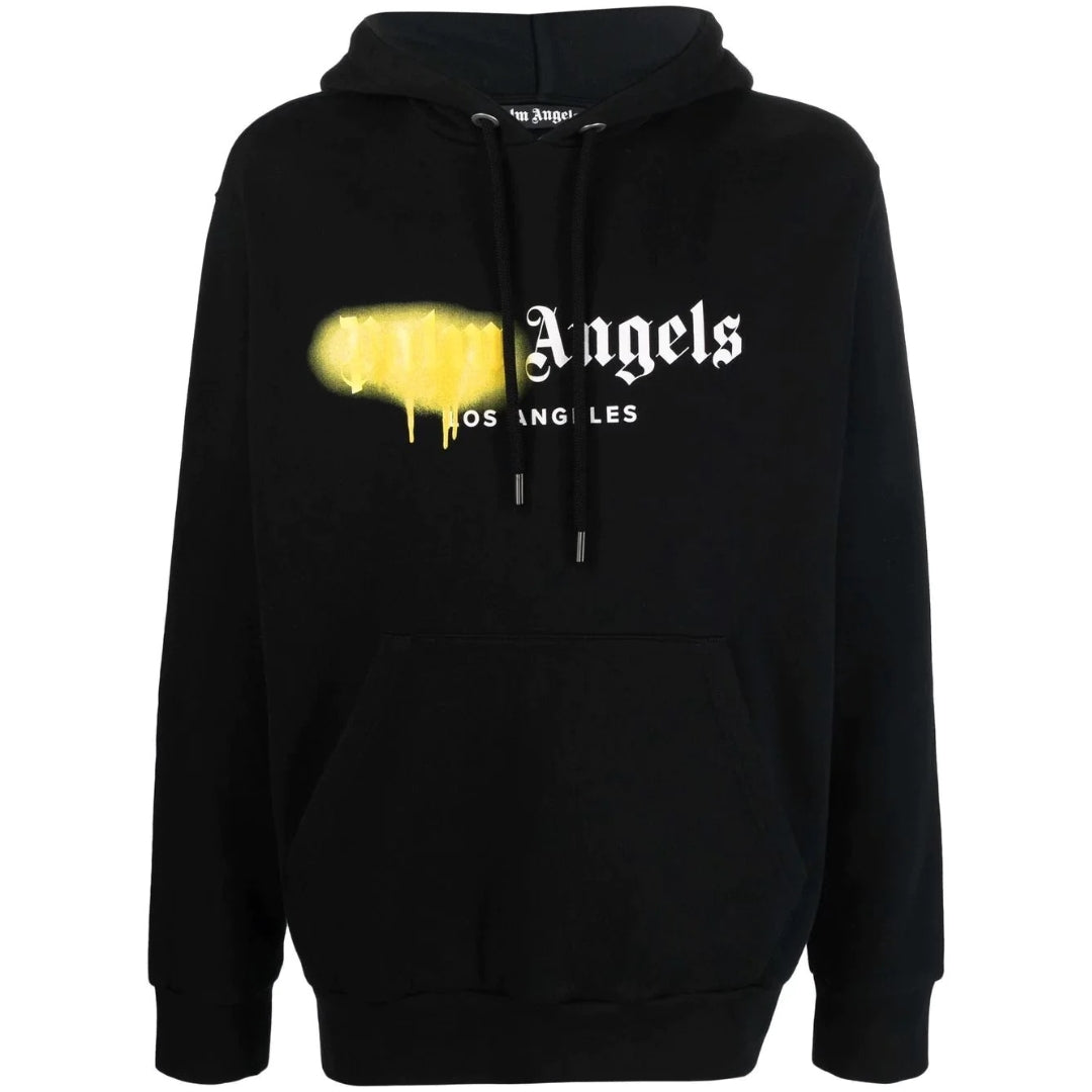 Clothing Palm Angels Black Hoodie Palm Angels Gothic-logo Hoodie