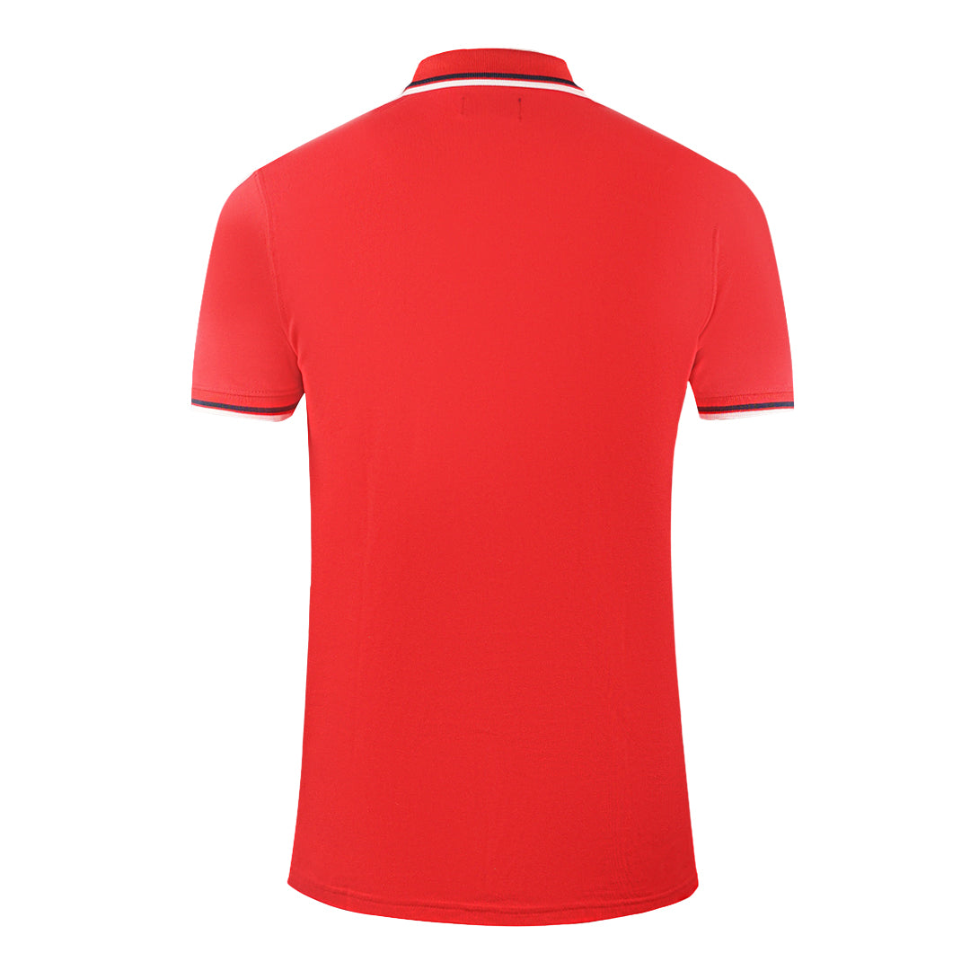 Aquascutum Twin Tipped Collar Brand Logo Red Polo Shirt