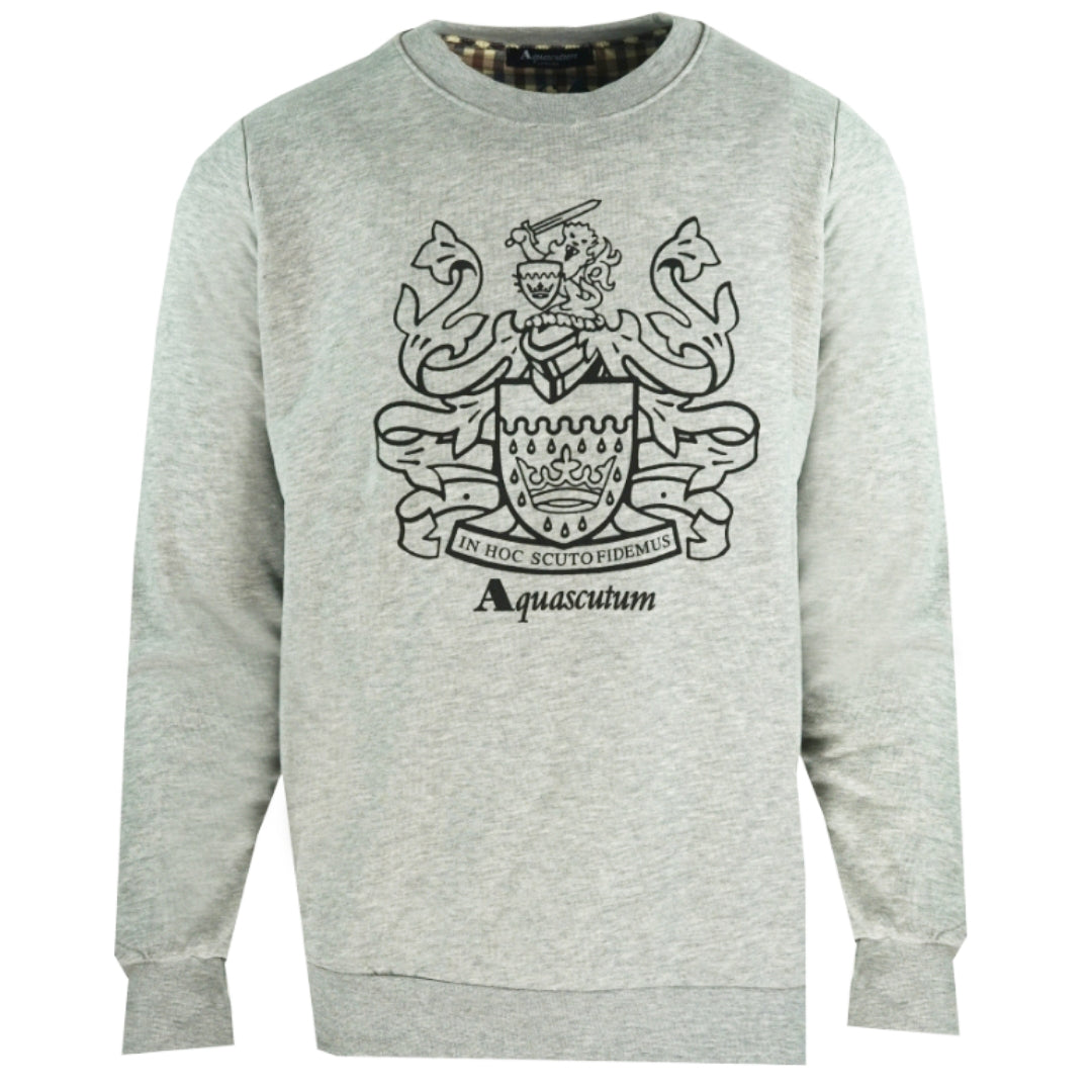 Aquascutum Large Crest Crew Neck Grey Sweatshirt