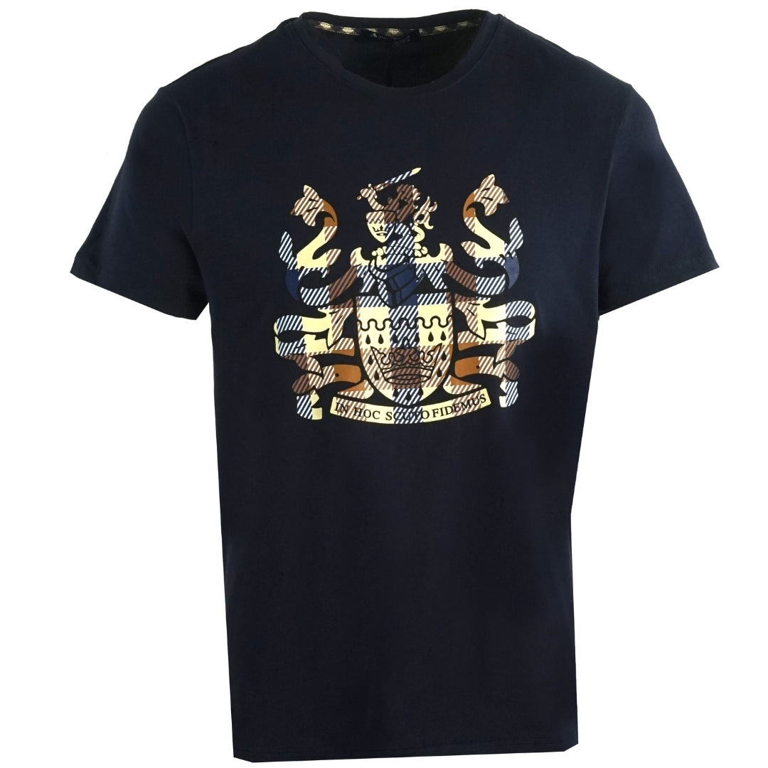 Aquascutum Aldis Check Logo Navy T-Shirt