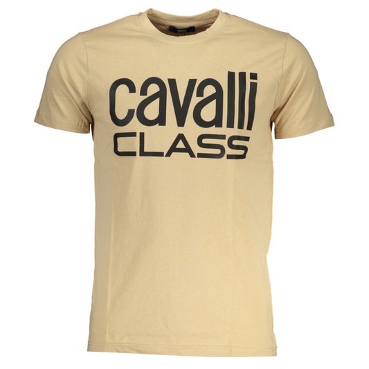 Cavalli Class Bold Black Logo Beige T-Shirt