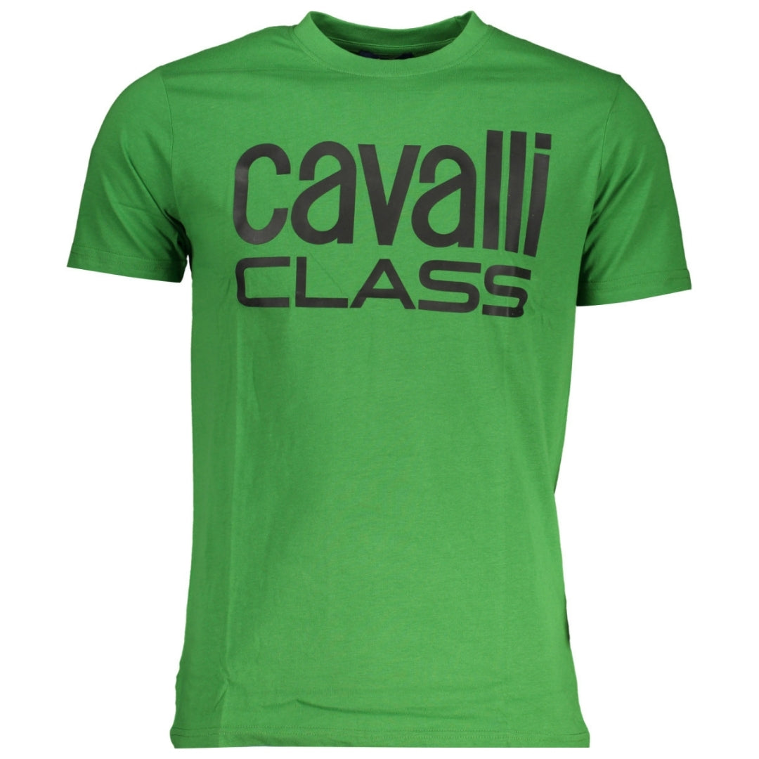 Cavalli Class Bold Black Logo Green T-Shirt