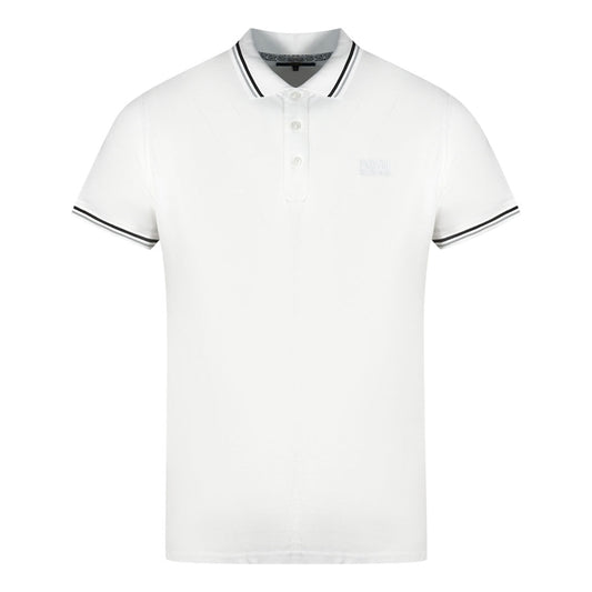 Cavalli Class Twinned Tipped Collar White Polo Shirt