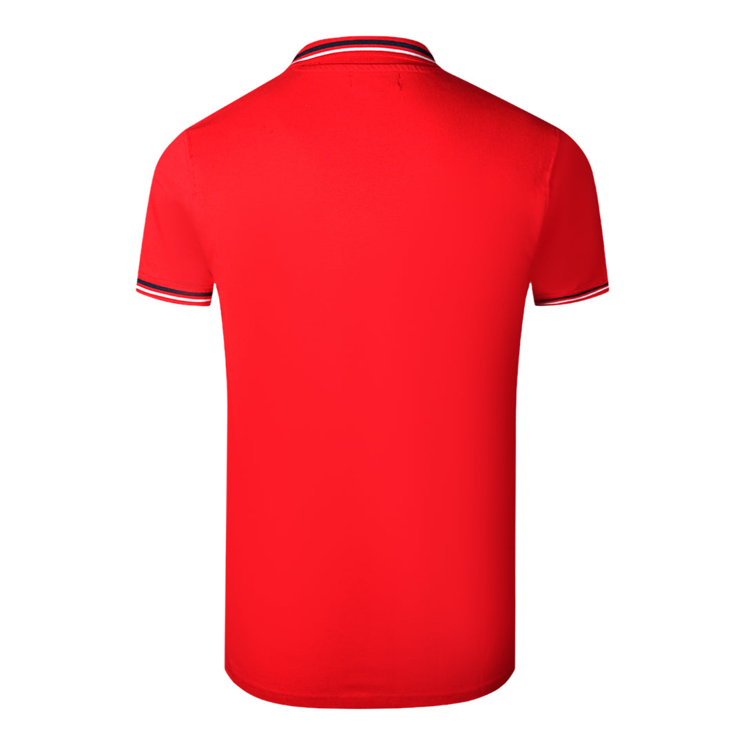 Cavalli Class Twinned Tipped Collar White Logo Red Polo Shirt