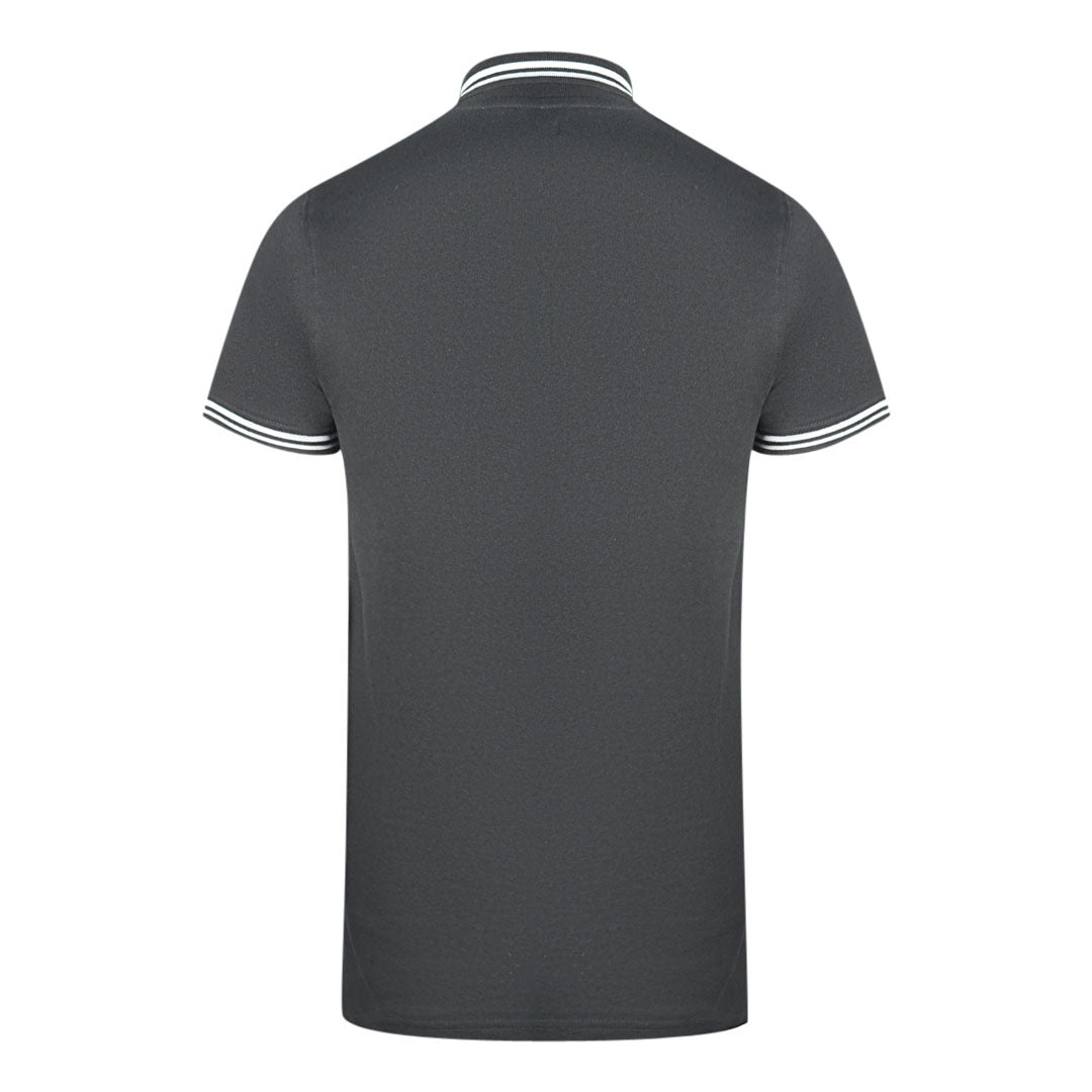 Cavalli Class Twinned Tipped Collar White Logo Black Polo Shirt