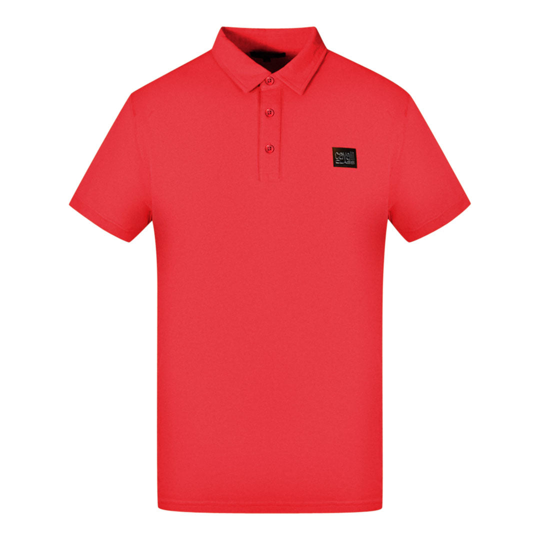Cavalli Class Patch Logo Bordeaux Polo Shirt