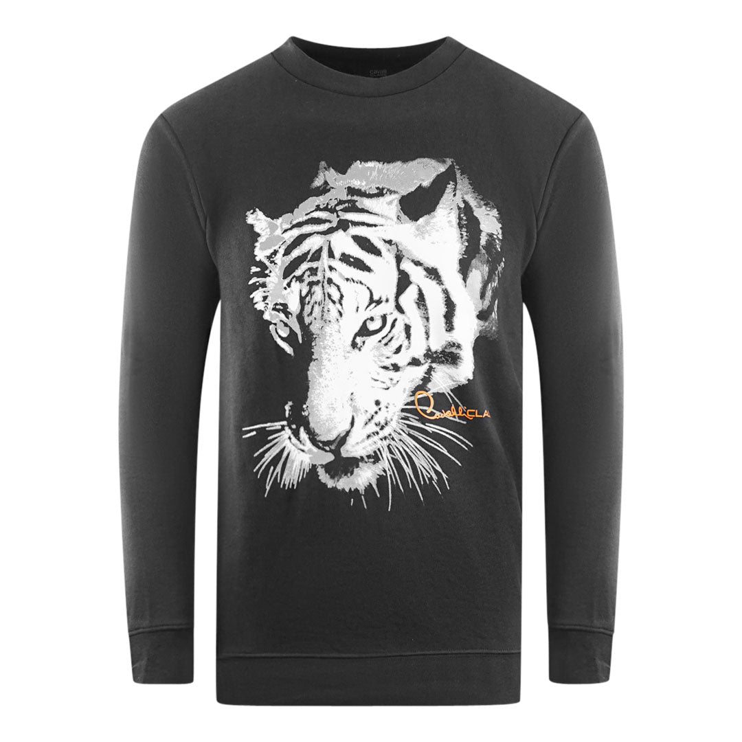 Cavalli Class Tiger Silhouette Logo Black Sweatshirt