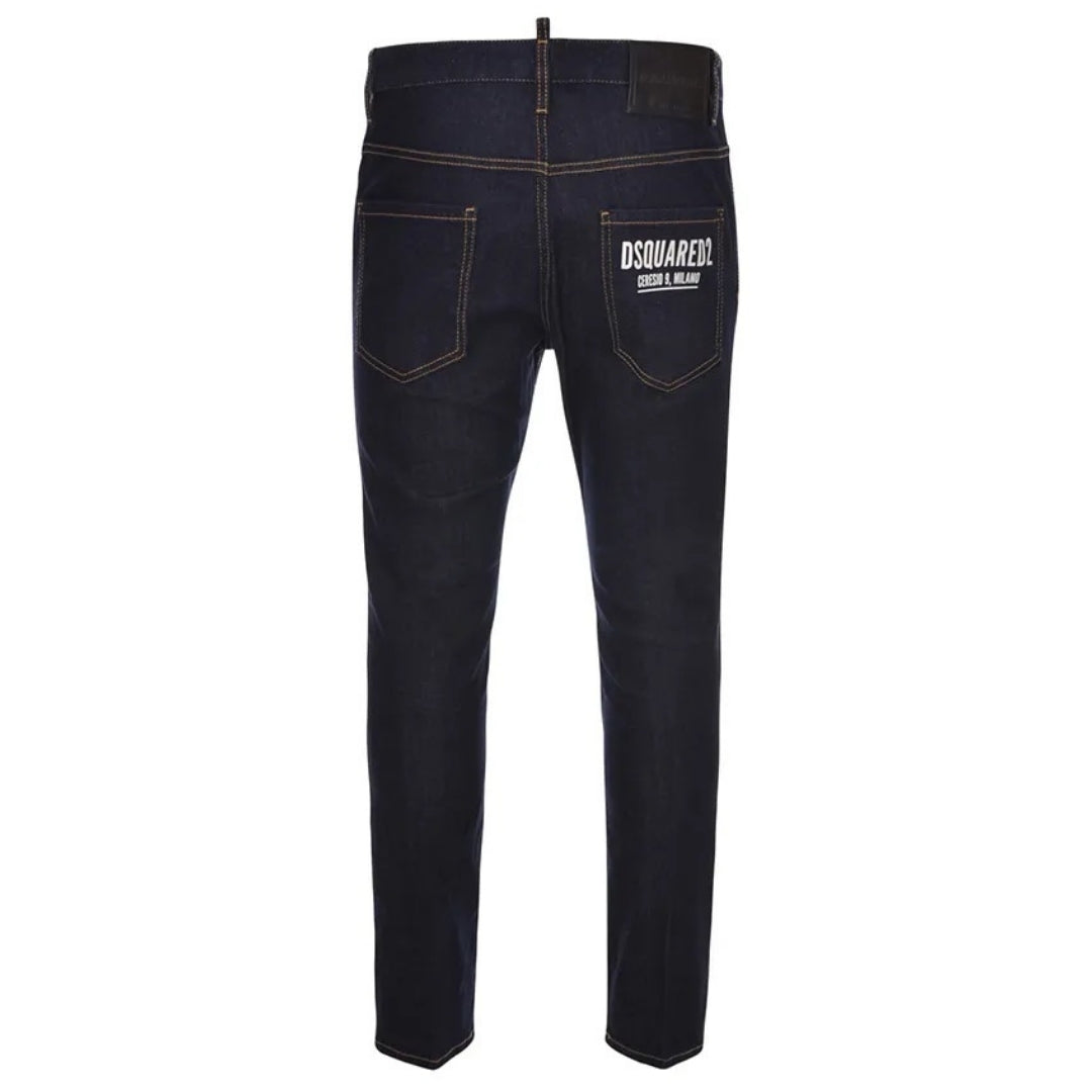 Dsquared2 Skater Jean Italian Address Logo Navy Blue Wash Jeans