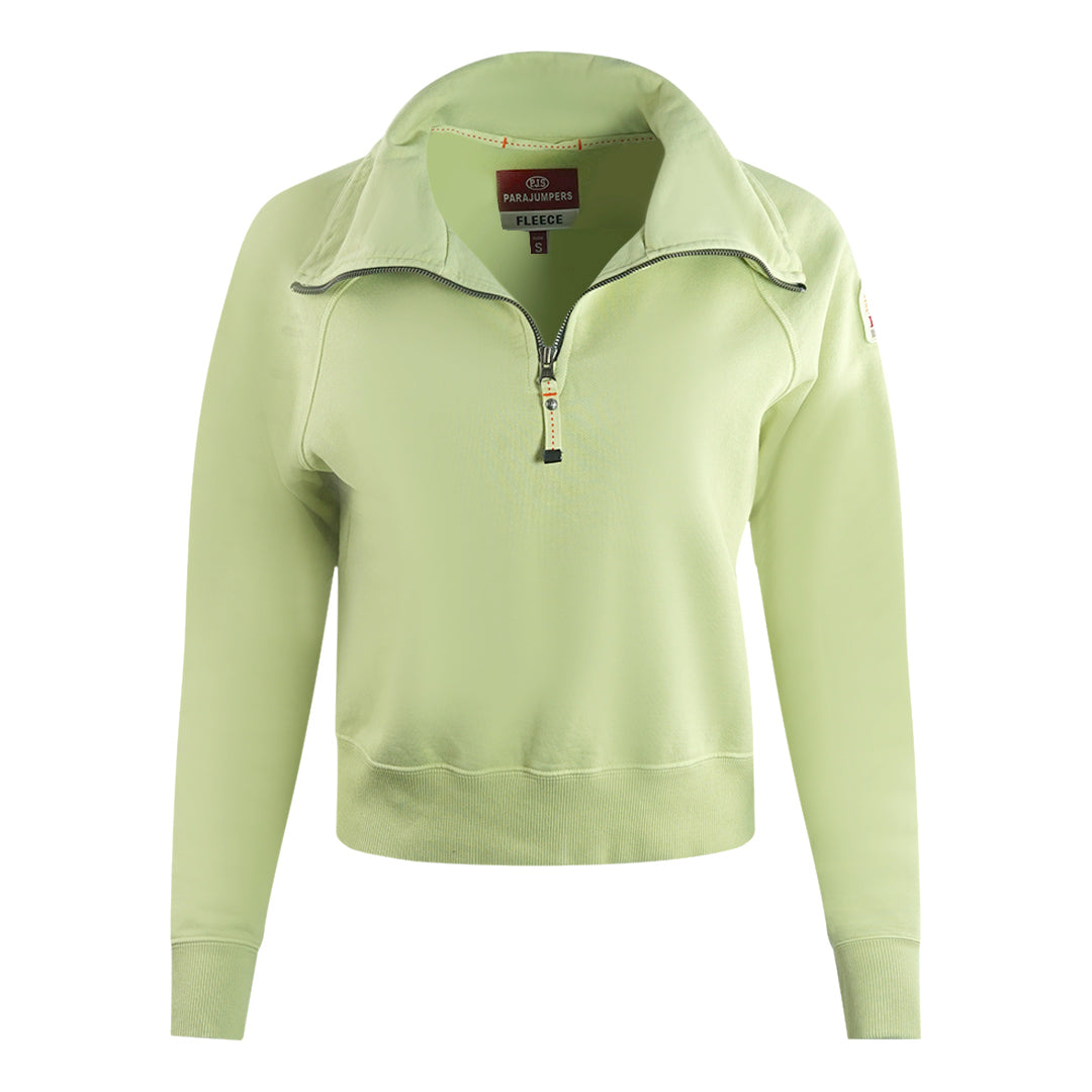Parajumpers Stand Tisane Green Half-Zip Crop Sweatshirt