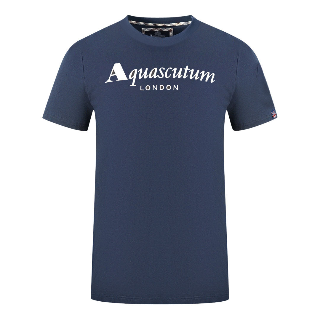 Aquascutum London Brand Logo Navy Blue T-Shirt
