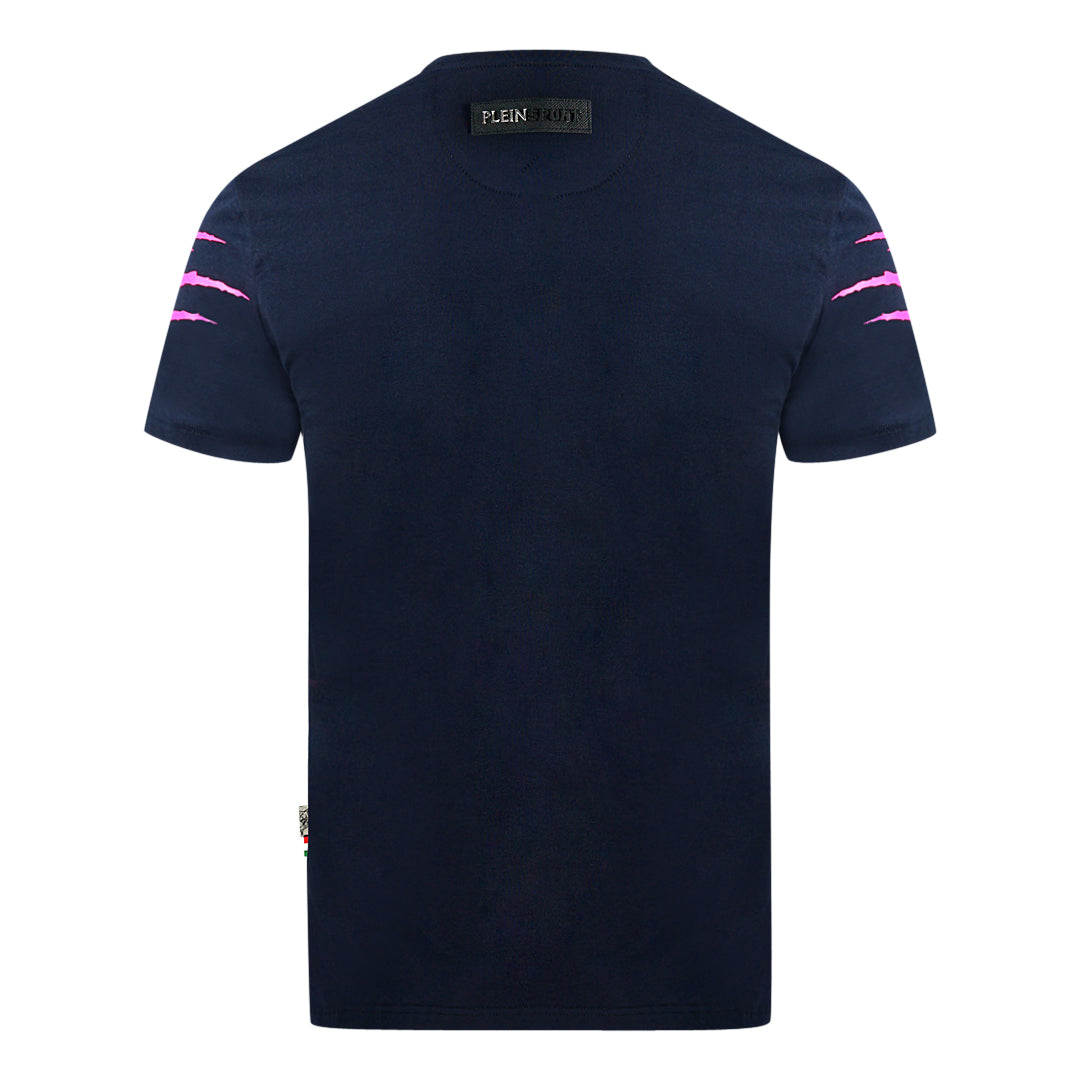 Philipp Plein Sport Tiger Scratch Navy Blue T Shirt