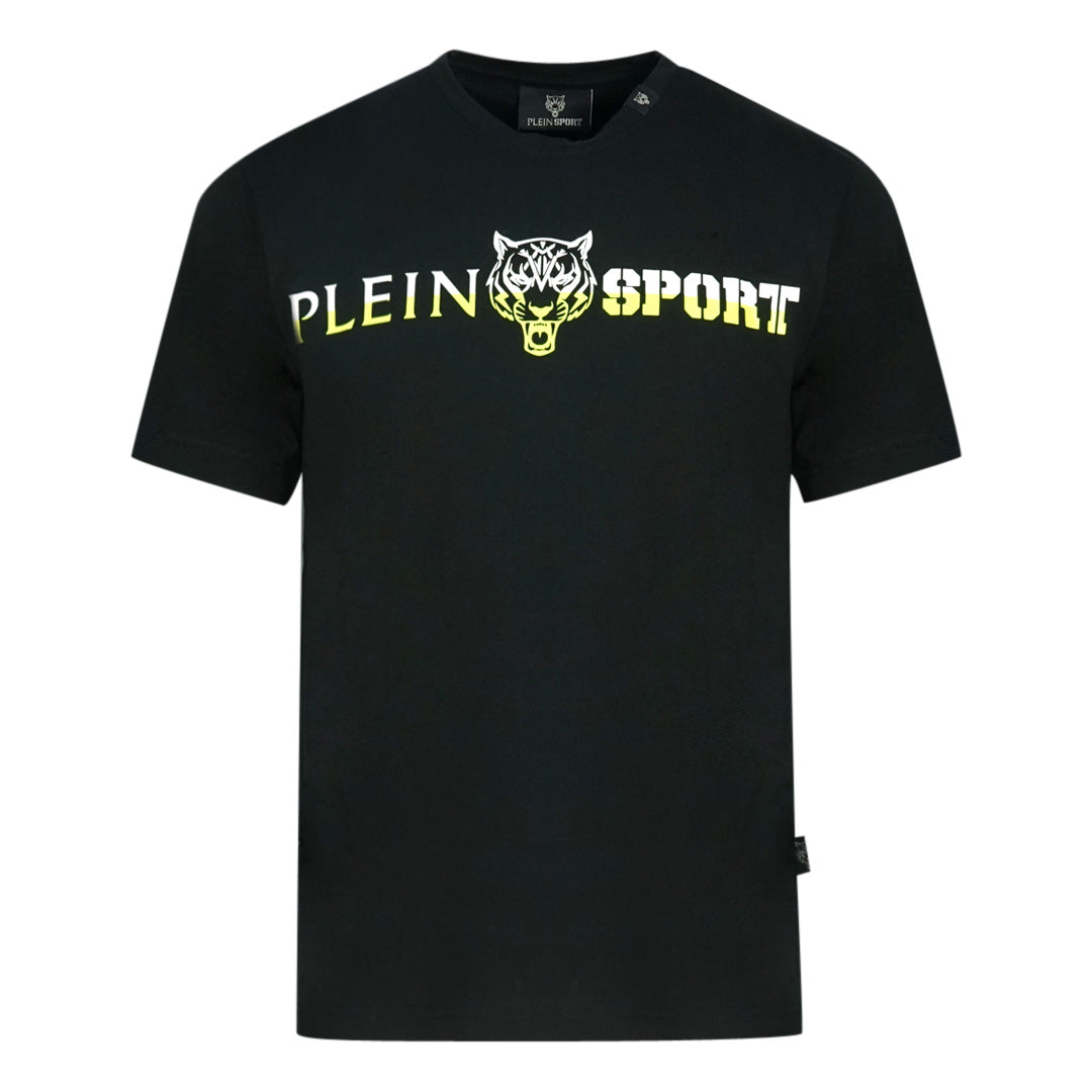 Plein Sport Yellow Bold Split Logo Black T-Shirt