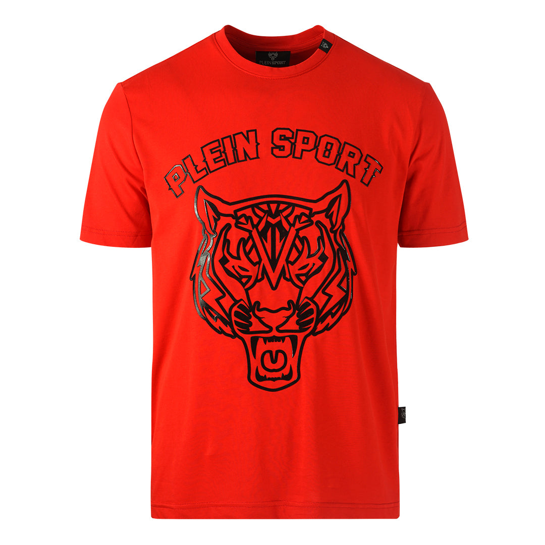 Plein Sport Tiger Head Logo Red T-Shirt
