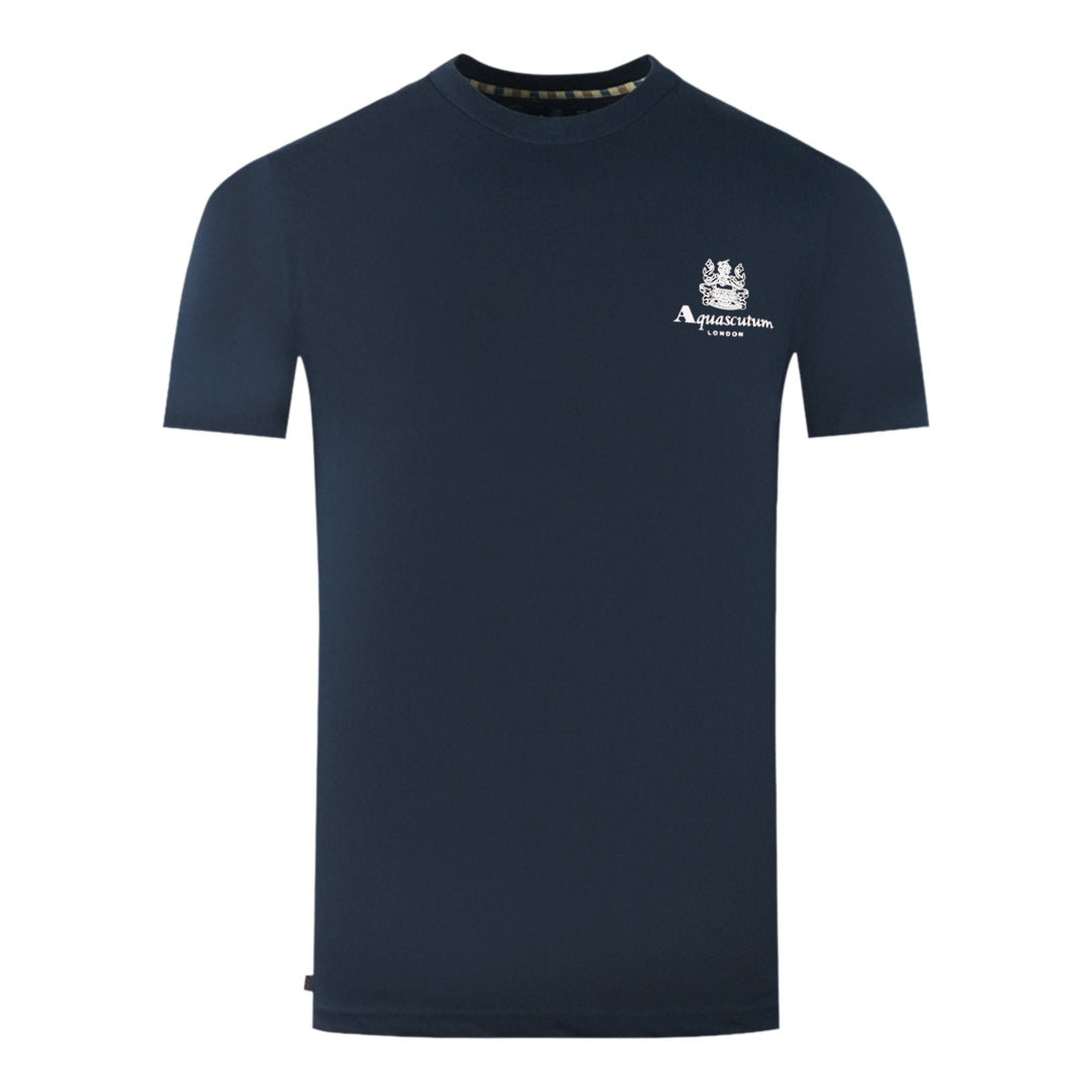 Aquascutum London Aldis Brand Logo On Chest Navy Blue T-Shirt