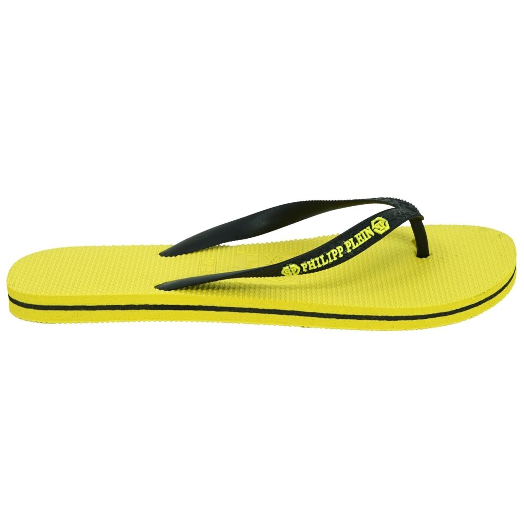 Philipp Plein Brand Logo Yellow Flip Flops