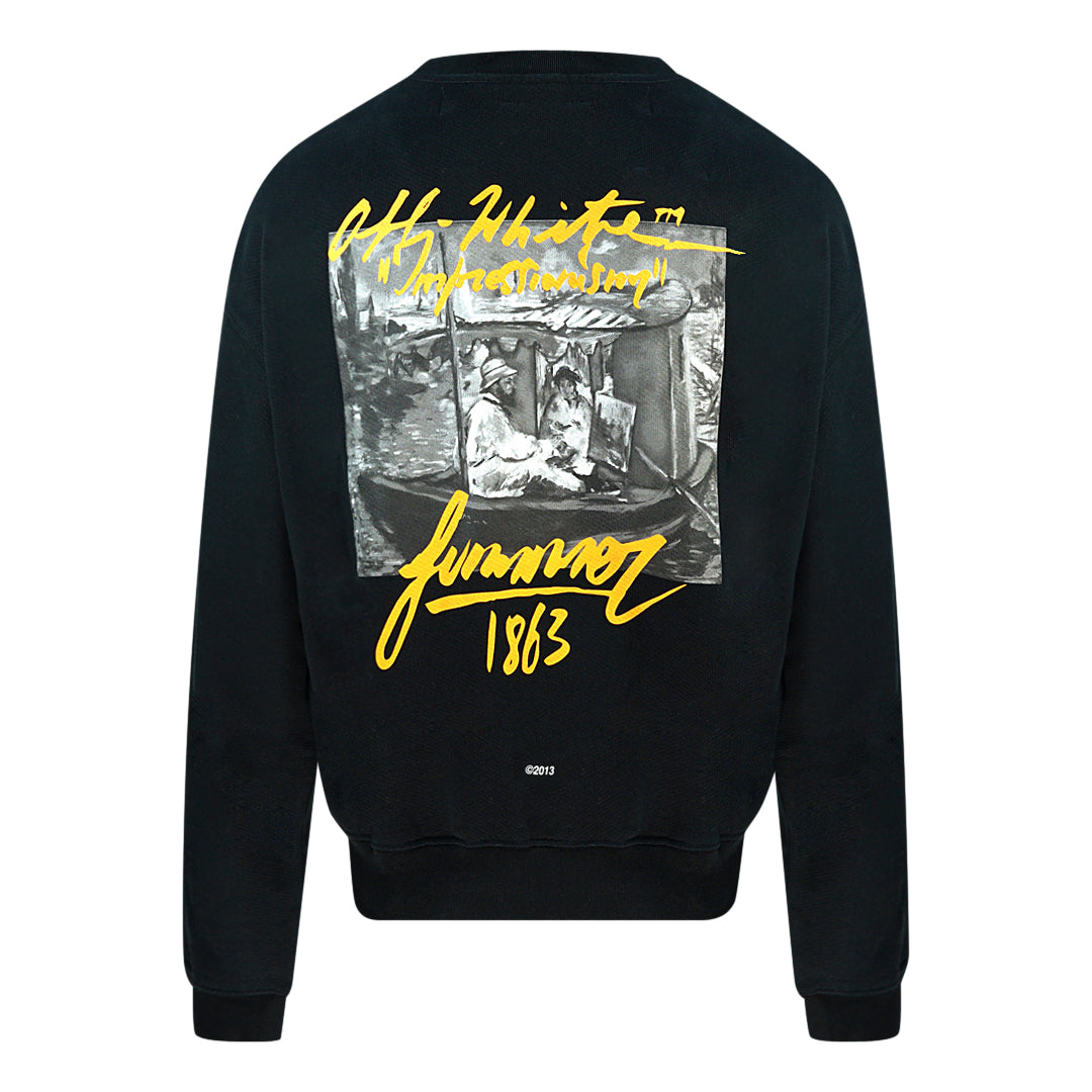 Off White Impressionism Summer Logo Black Sweatshirt