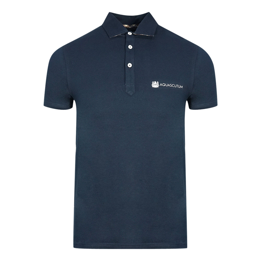Aquascutum Aldis Crest Block Logo Navy Blue Polo Shirt