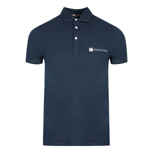 Aquascutum Aldis Crest Block Logo Navy Blue Polo Shirt
