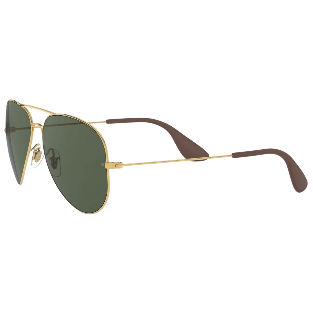 Ray-Ban Pilot Dark Green Lens Gold Sunglasses