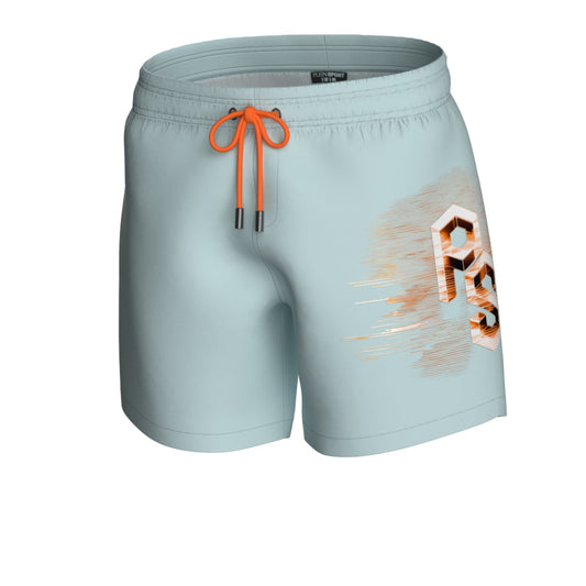 Plein Sport Metallic Logo Medium Boardshort Blue Swim Shorts