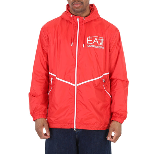 EA7 Bold Logo Red Hooded Jacket