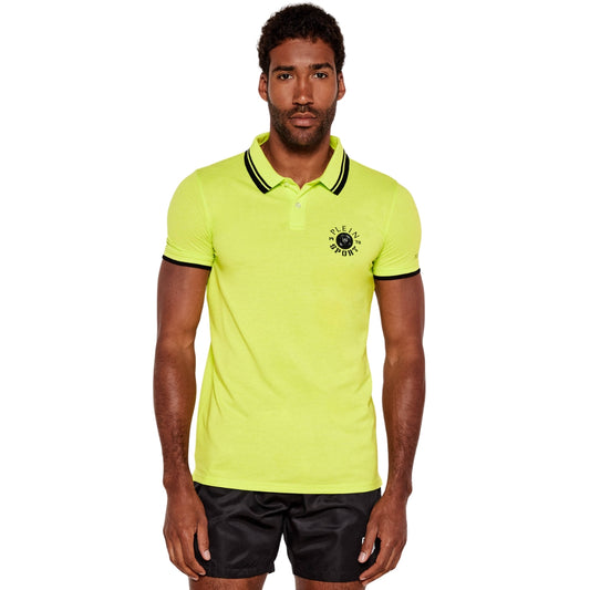 Plein Sport Large Logo On Back Lime Green Polo Shirt