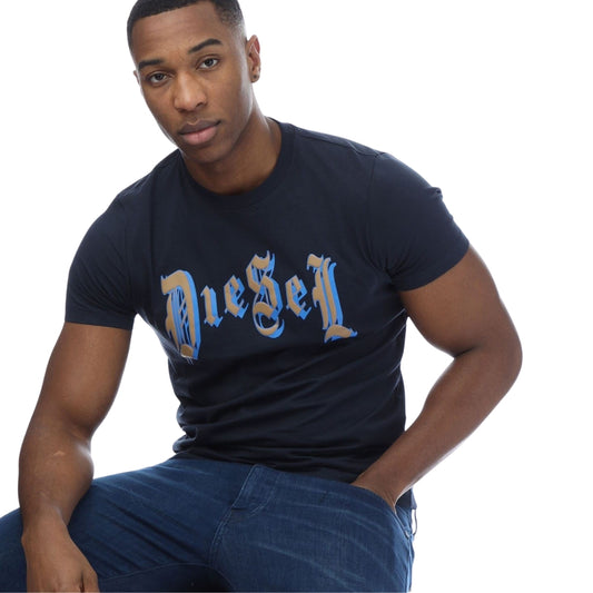 Diesel Medieval Logo Navy Blue T-Shirt