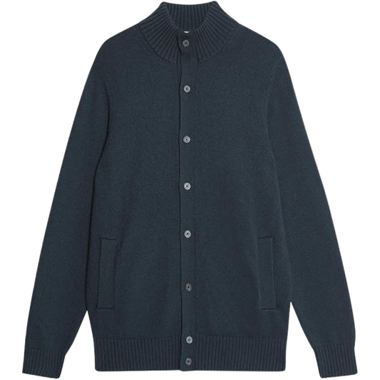 Lyle & Scott Button Up Carbon Blue Military Cardigan