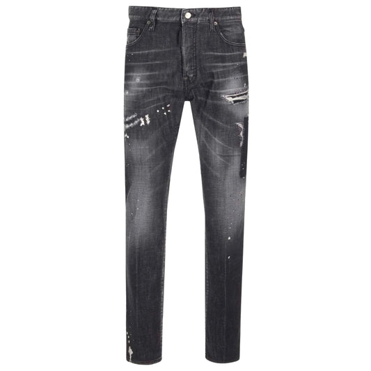 Dsquared2 642 Denim Paint Splash Black Denim Pants Mens