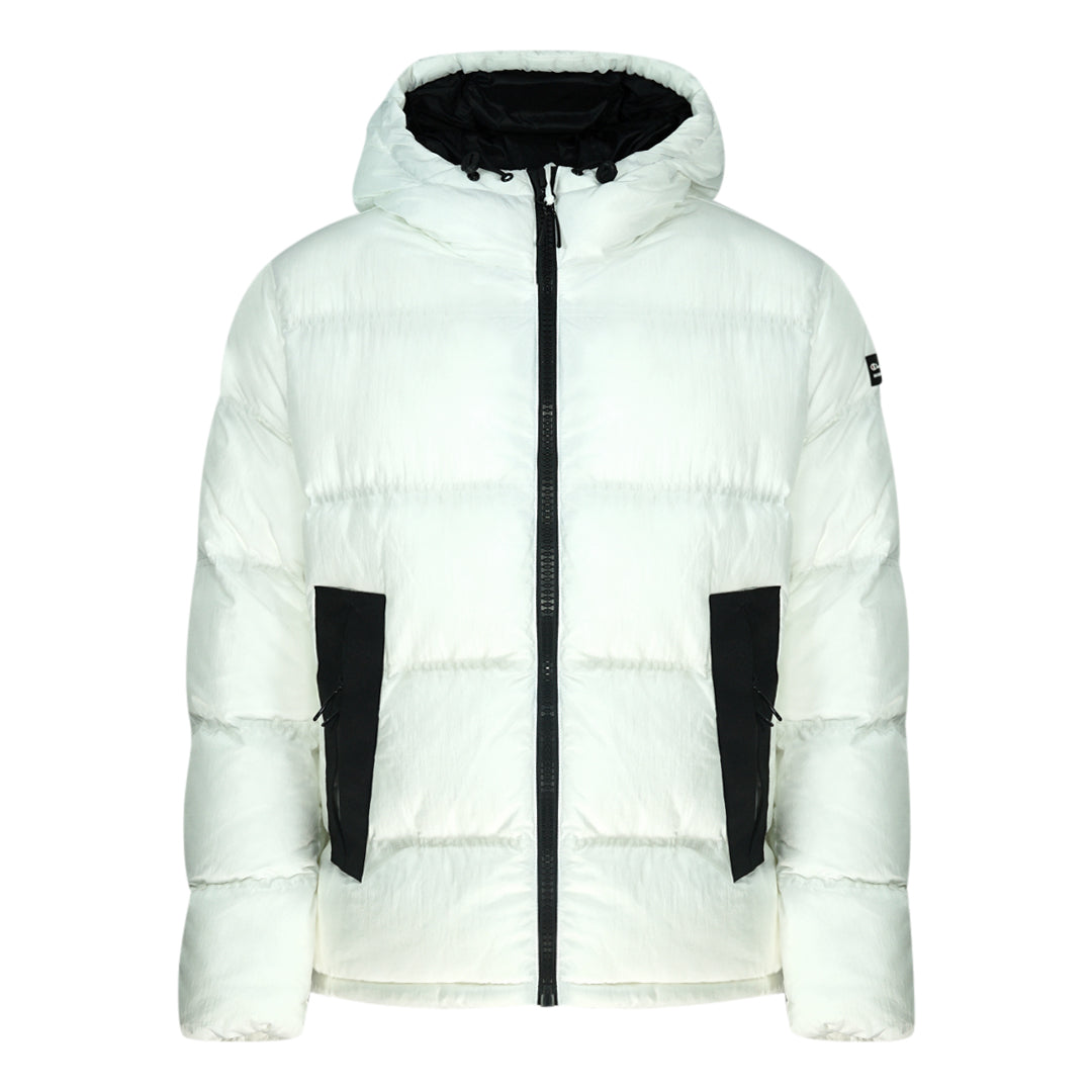 Champion Branded White Hooded Padded Jacket