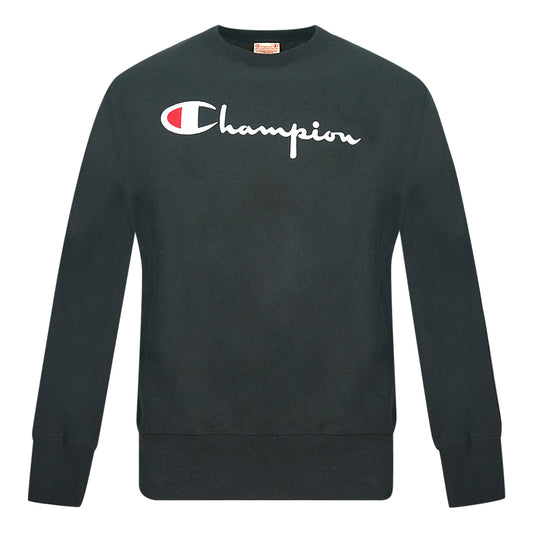 Champion Script Logo Black Sweatshirt - Nova Clothing