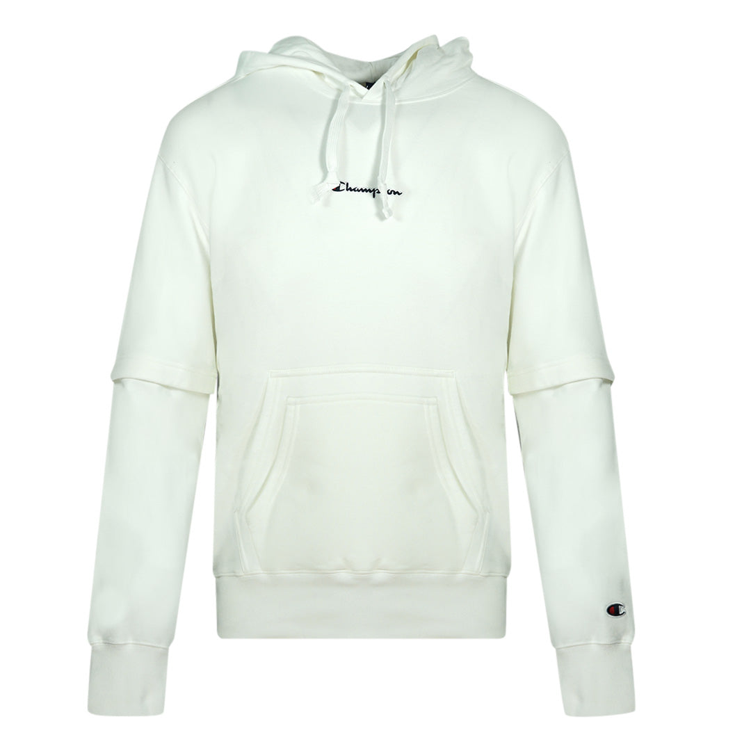 Champion Small Classic Script Logo White Hoodie