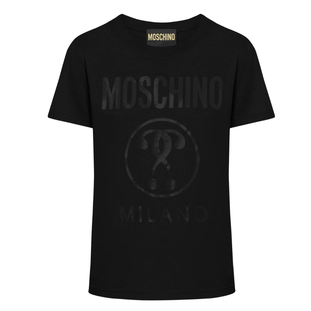 Moschino Double Question Mark Black Monogram Logo T-Shirt