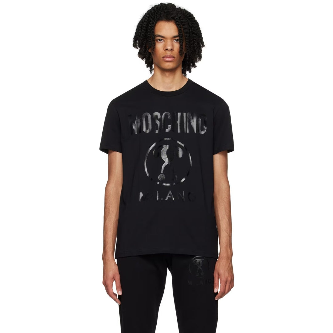 Moschino Double Question Mark Black Monogram Logo T-Shirt