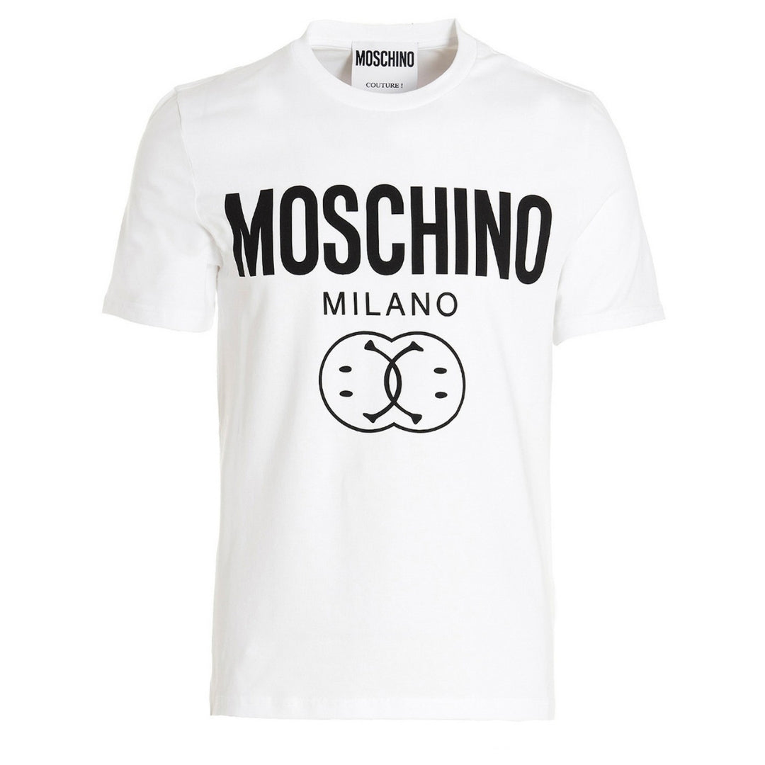 Moschino Milano Double Smiley Logo White T-Shirt