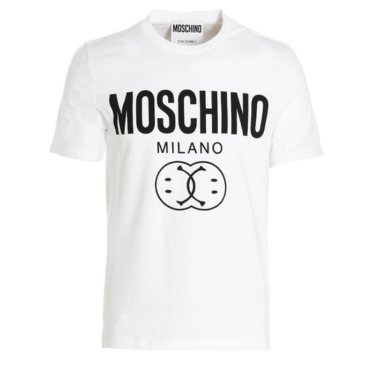 Moschino Milano Double Smiley Logo White T-Shirt