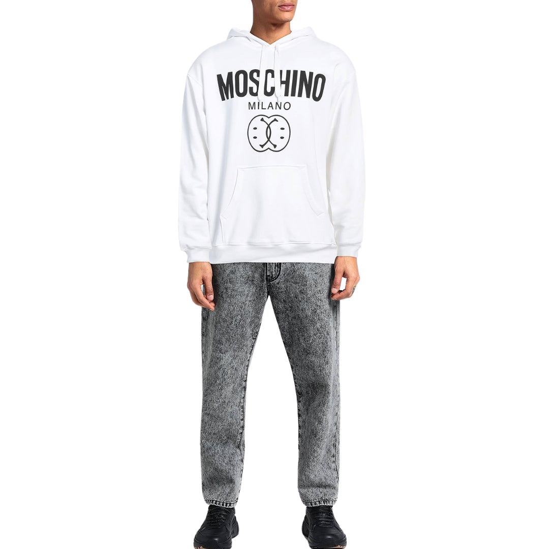 Moschino Milano Double Smiley White Hoodie