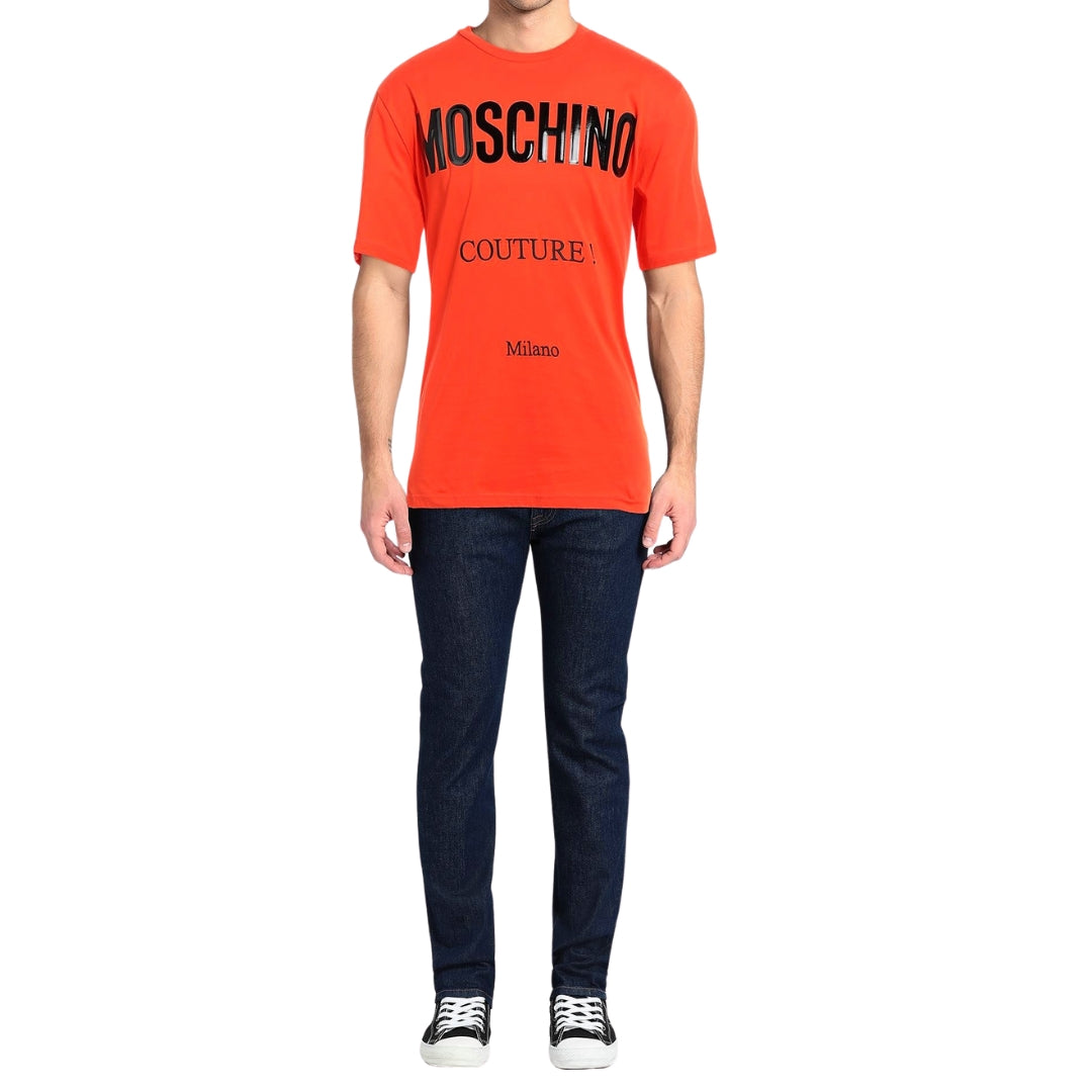 Moschino Couture Gloss Logo Orange T-Shirt
